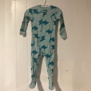 12 Months Carters Onesie Long Sleeve with Footies Blue with Hammerhead Sharks